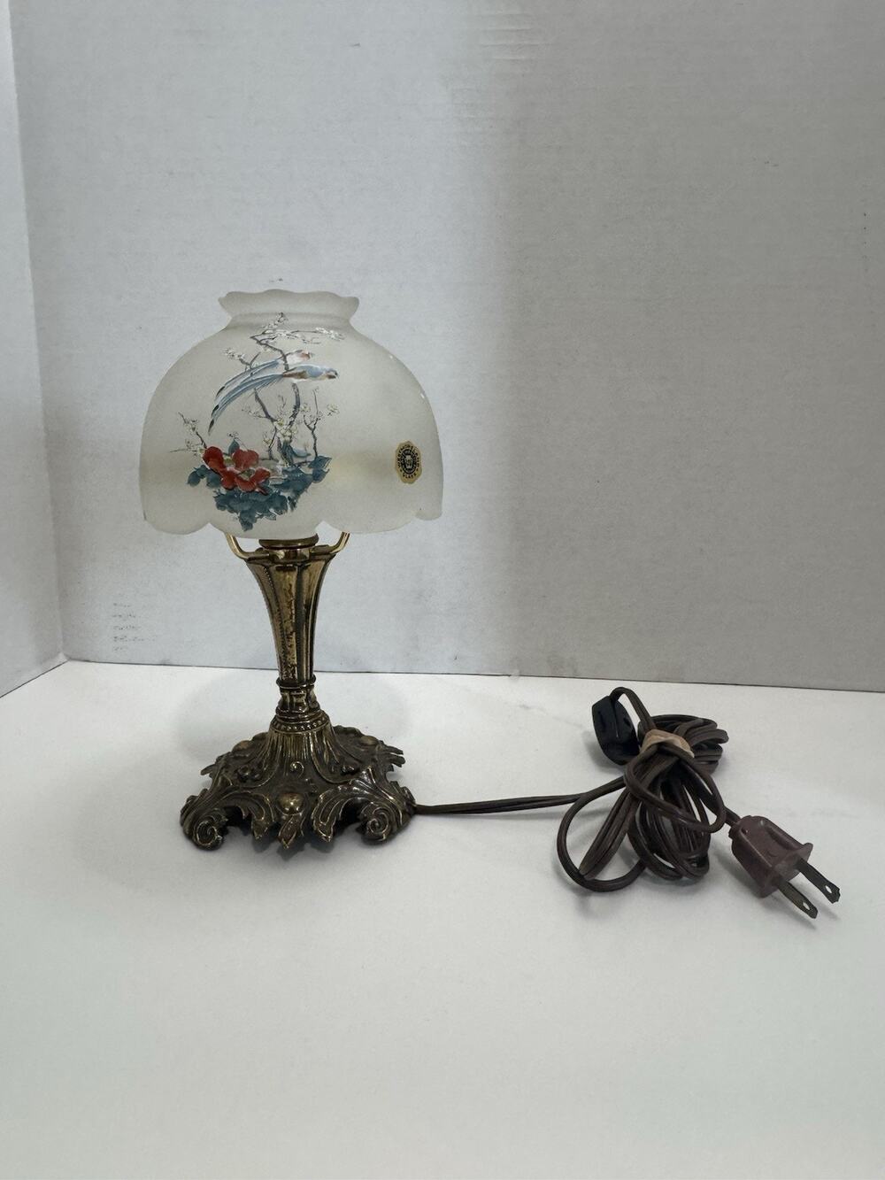 Vintage Westmorland Glass Fairy Lamp With Brass Base